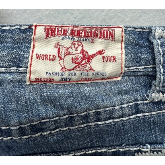 True Religion Womens Joey World Tour Blue Denim Jeans Size 28 Distressed Style - Picture 4 of 12